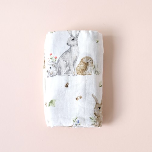 Bamboo Cotton Muslin Swaddle - Springtime Forest