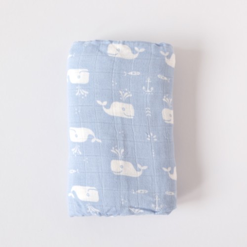 Bamboo Cotton Muslin Swaddle - Whimsy Whale